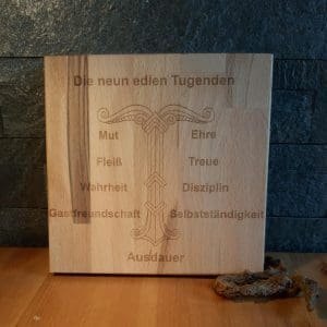Holzbild Die neun Tugenden
