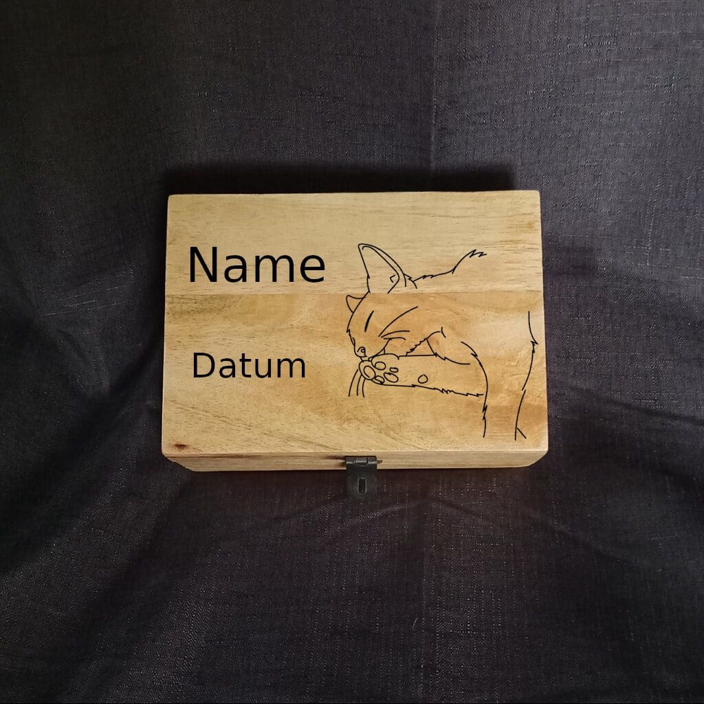 Holz Erinnerungsbox mit Name und Datum