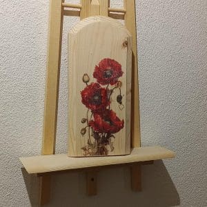 Holzdruckbild Mohnblume