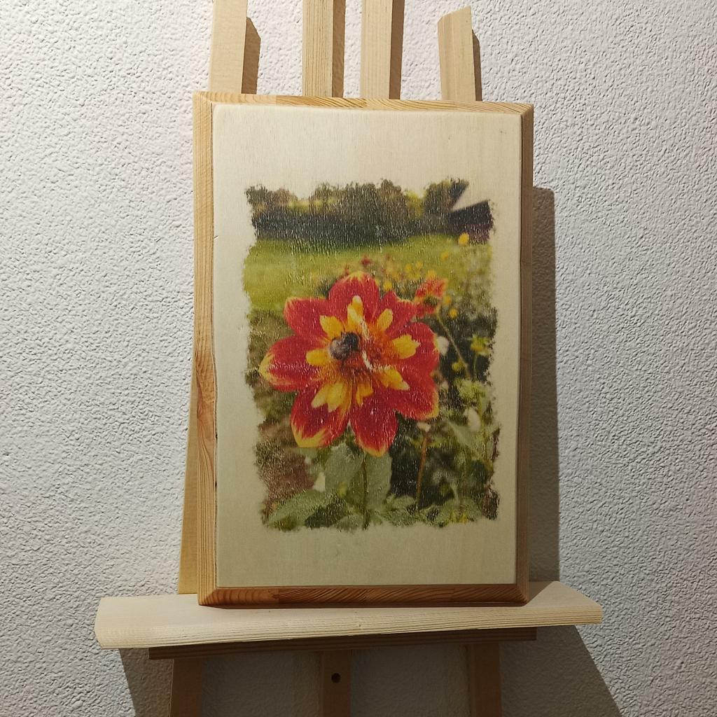 Holzdruckbild Blume