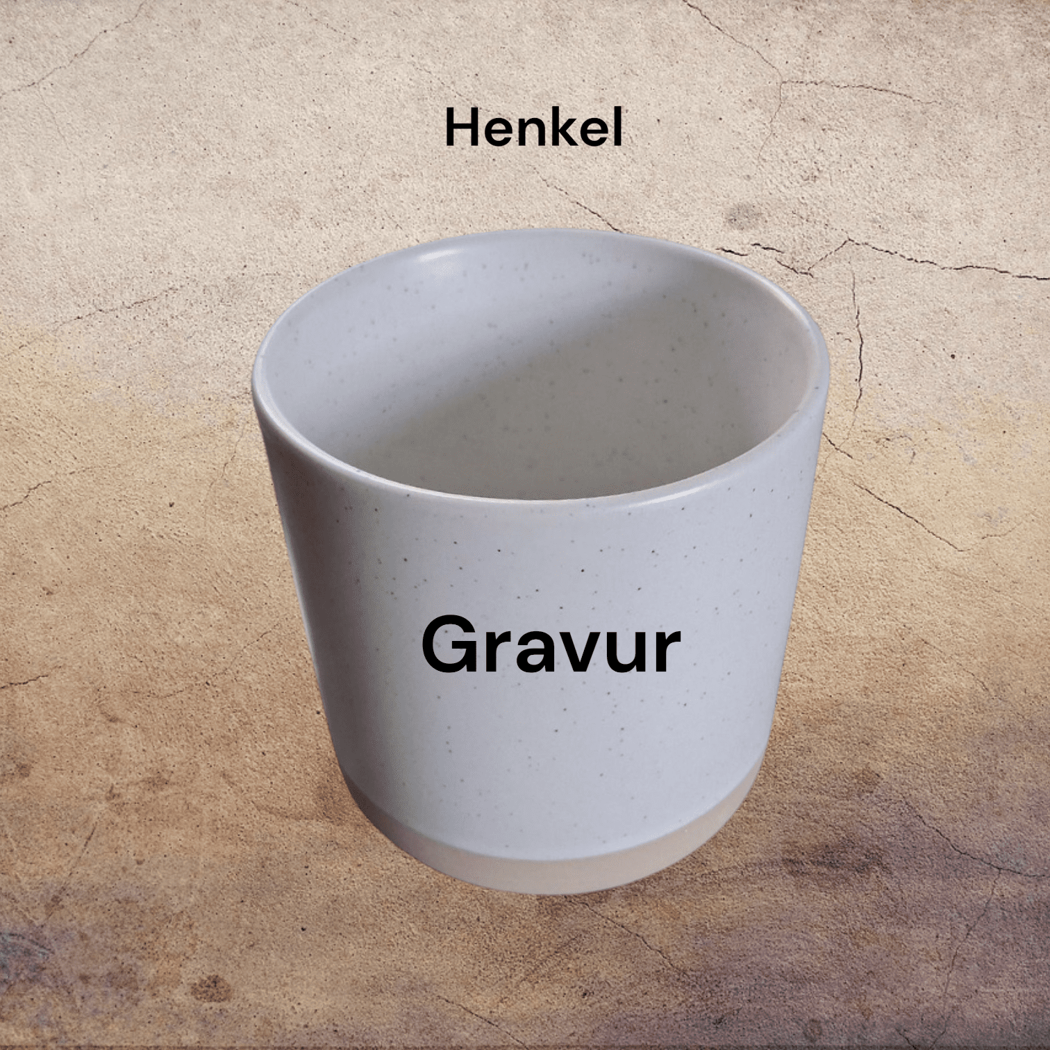 Keramiktasse mit Wunschgravur weiß vorn